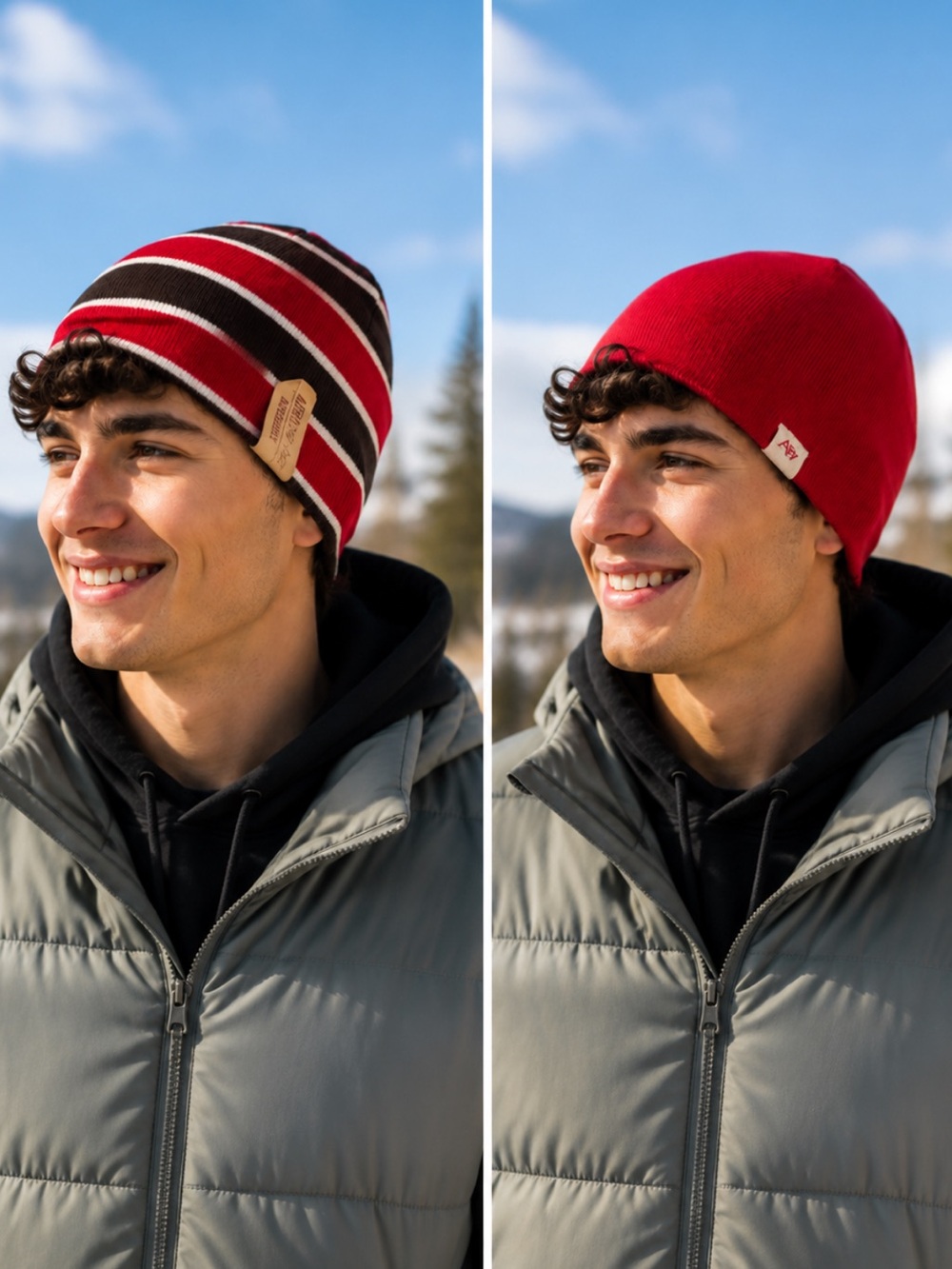 AERO Duo Reversible Beanie Unisex Multi Style Stretch Cap Hat Beanie NWT